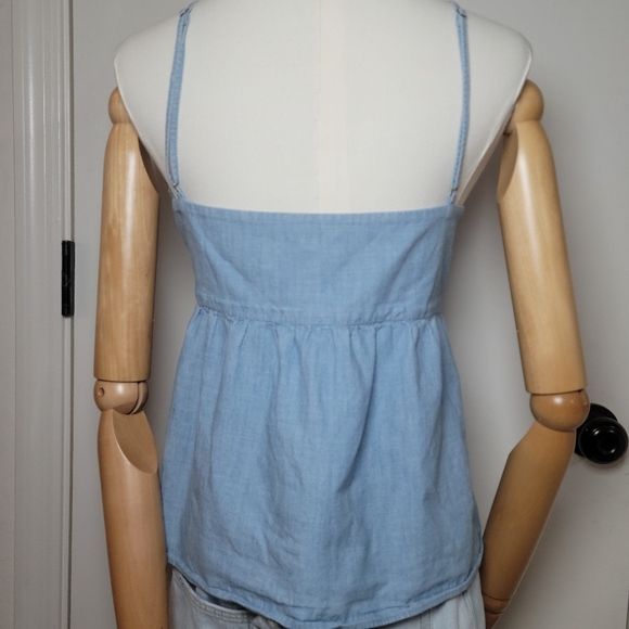Madewell Chambray Tie-Front Top Light Blue Summer Tank Top Size 14 - Picture 4 of 6